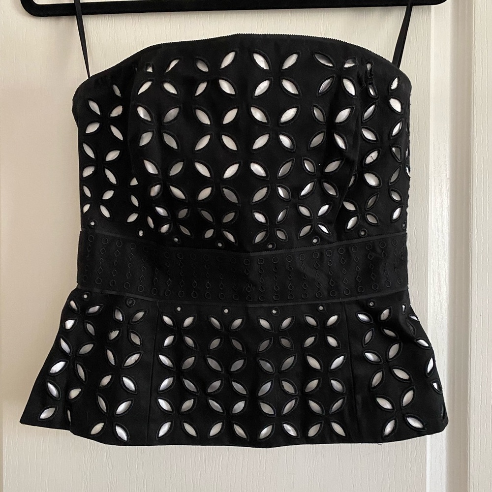 White House black market strapless eyelet corset tube top